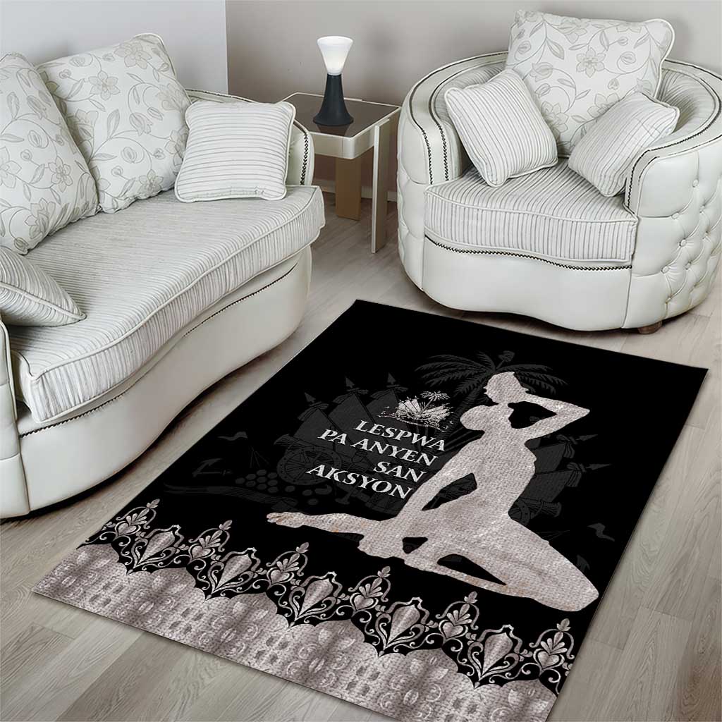 Haiti Neg Marron Area Rug Hope is Nothing Without Action - Silver LT01