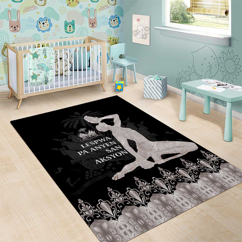 Haiti Neg Marron Area Rug Hope is Nothing Without Action - Silver LT01
