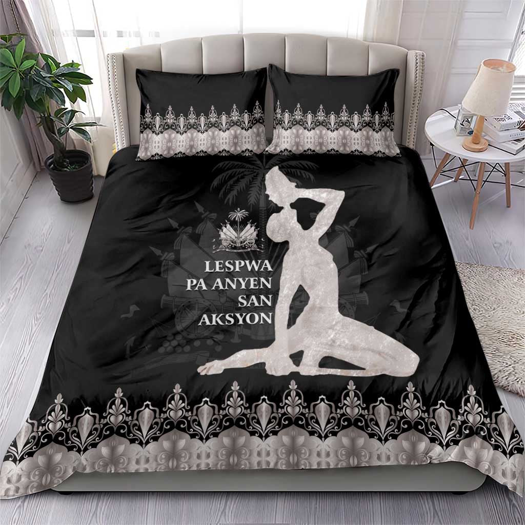 Haiti Neg Marron Bedding Set Hope is Nothing Without Action - Silver LT01