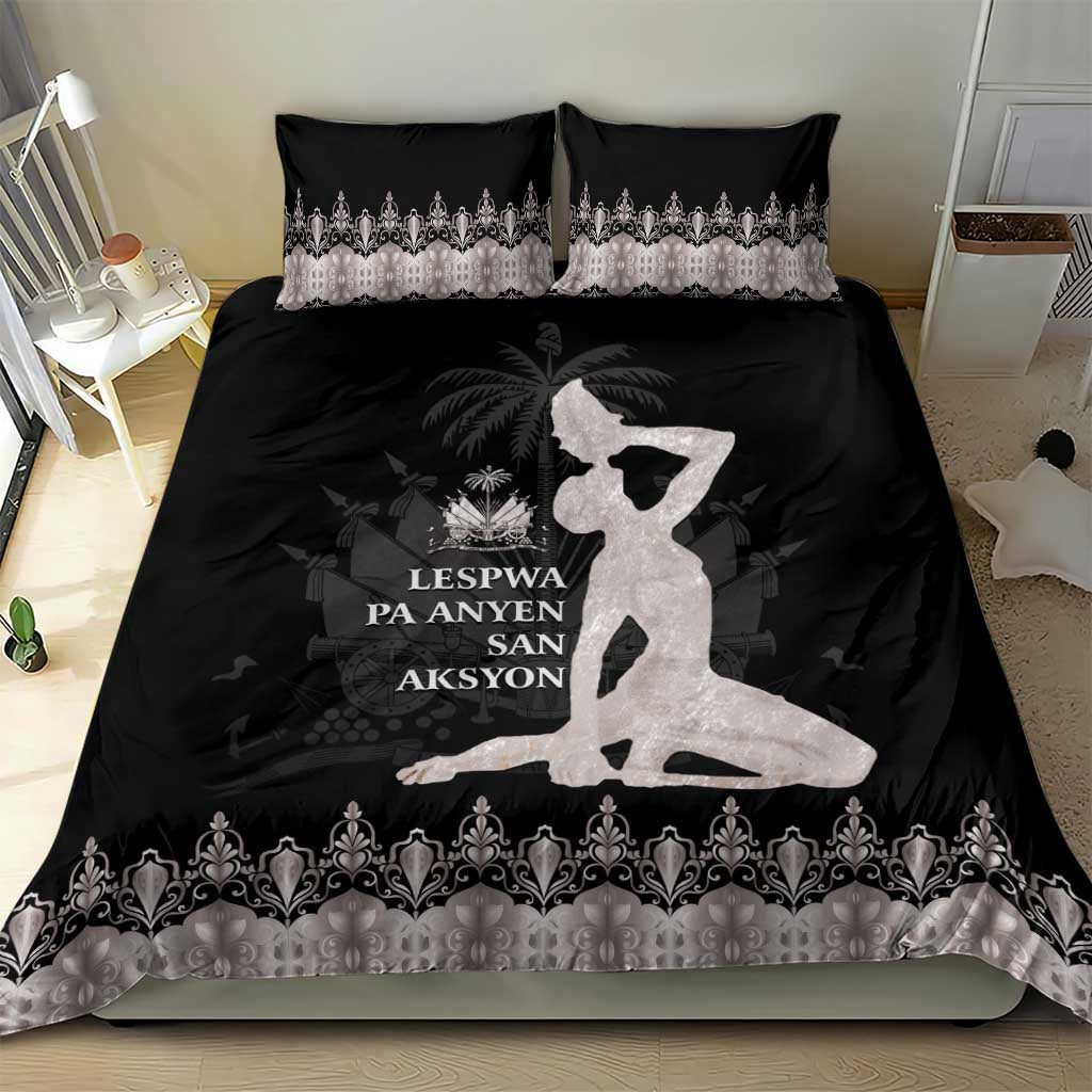 Haiti Neg Marron Bedding Set Hope is Nothing Without Action - Silver LT01