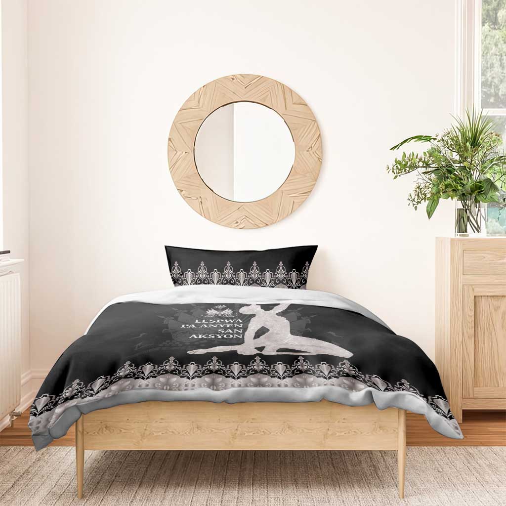 Haiti Neg Marron Bedding Set Hope is Nothing Without Action - Silver LT01