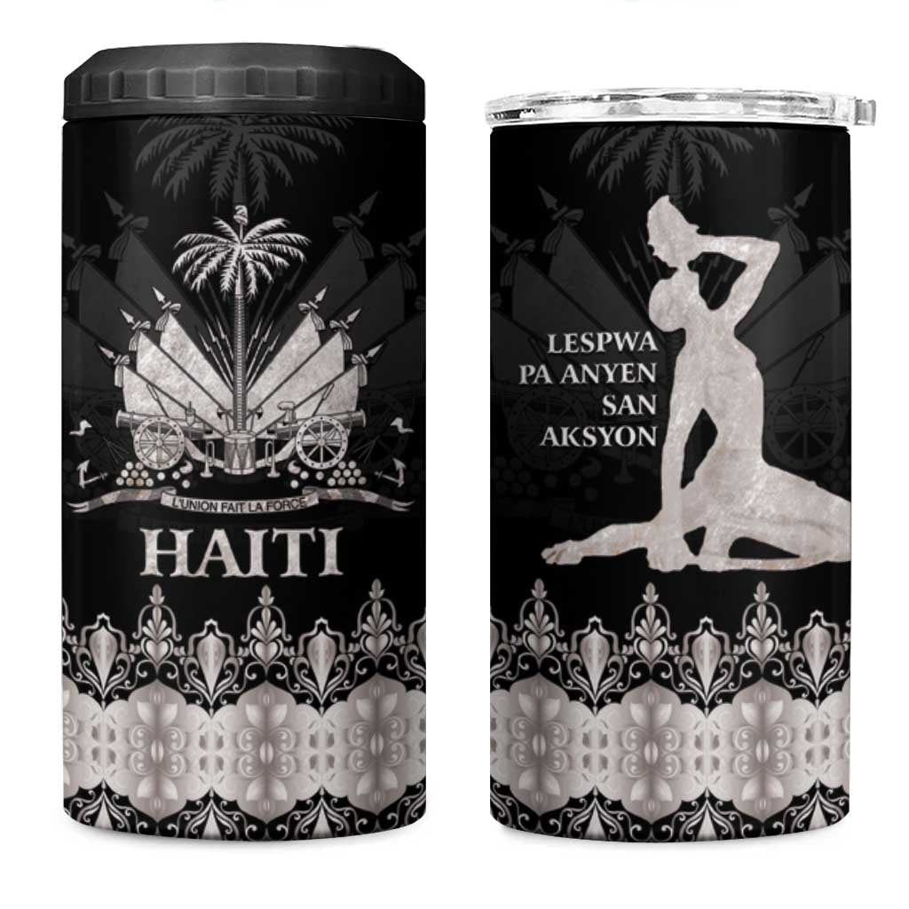 Haiti Neg Marron 4 in 1 Can Cooler Tumbler Hope is Nothing Without Action - Silver LT01