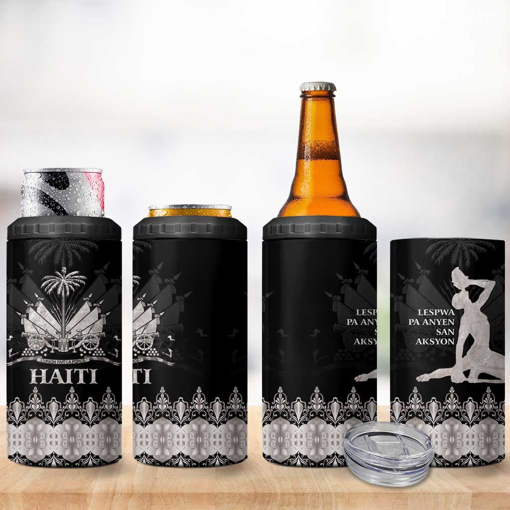 Haiti Neg Marron 4 in 1 Can Cooler Tumbler Hope is Nothing Without Action - Silver LT01