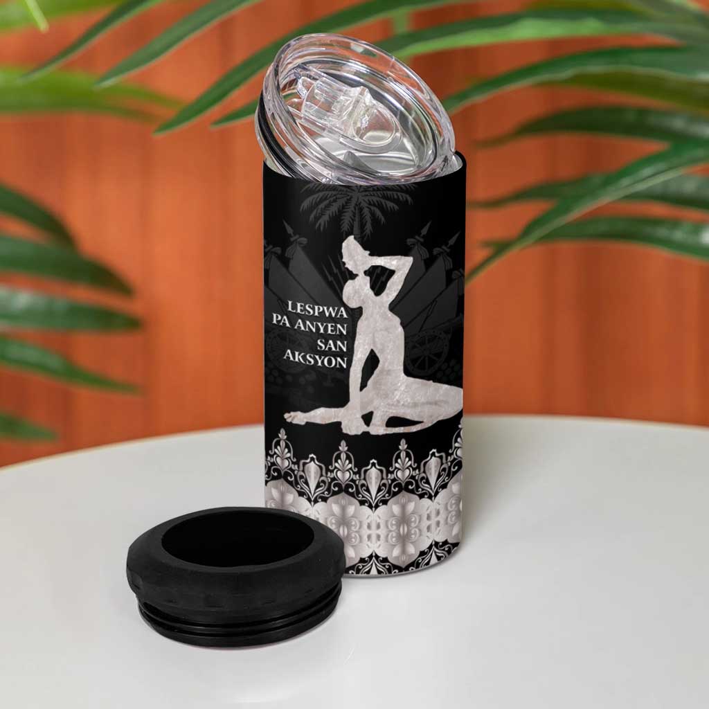 Haiti Neg Marron 4 in 1 Can Cooler Tumbler Hope is Nothing Without Action - Silver LT01