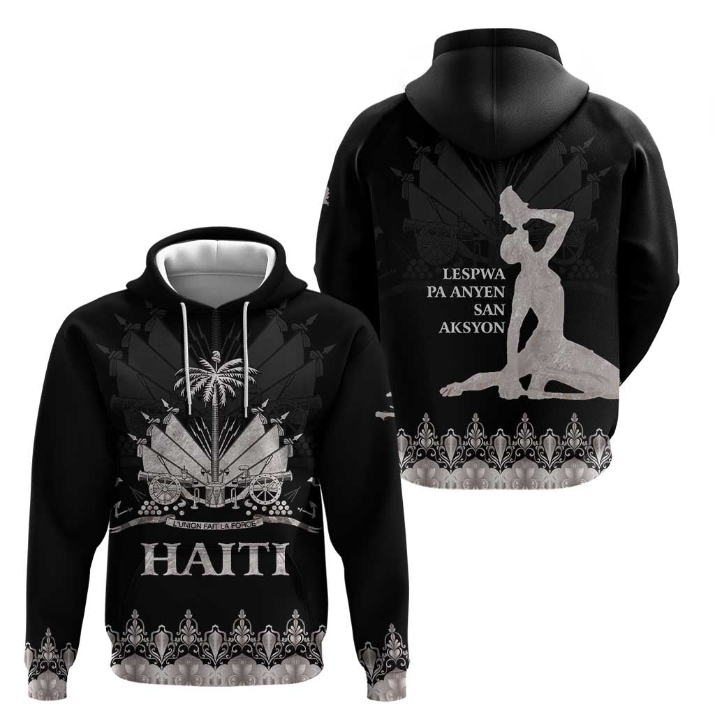 Haiti Neg Marron Silver Hoodie Hope is Nothing Without Action LT01