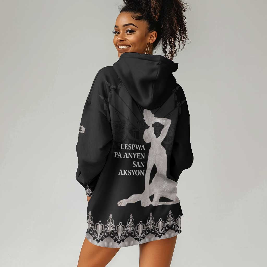 Haiti Neg Marron Hoodie Dress Hope is Nothing Without Action - Silver LT01
