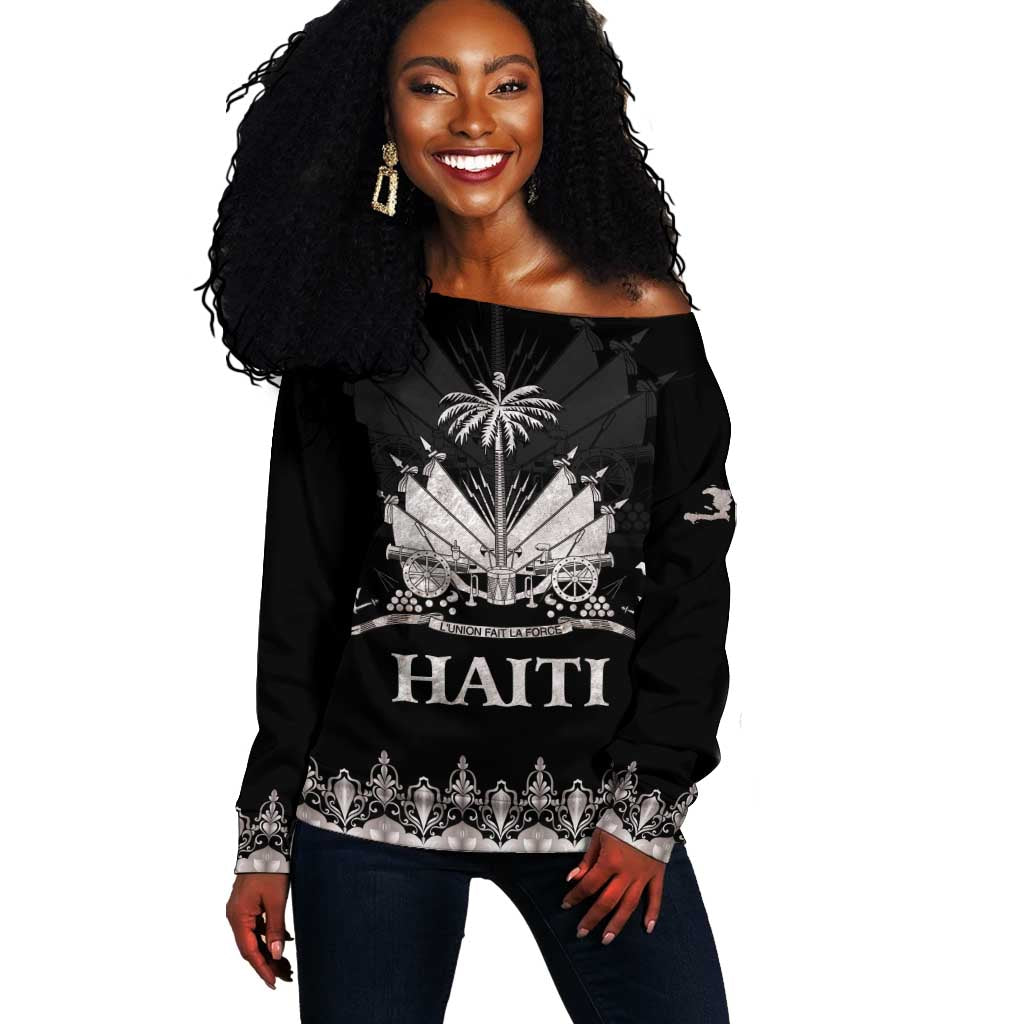 Haiti Neg Marron Off Shoulder Sweater Hope is Nothing Without Action - Silver LT01