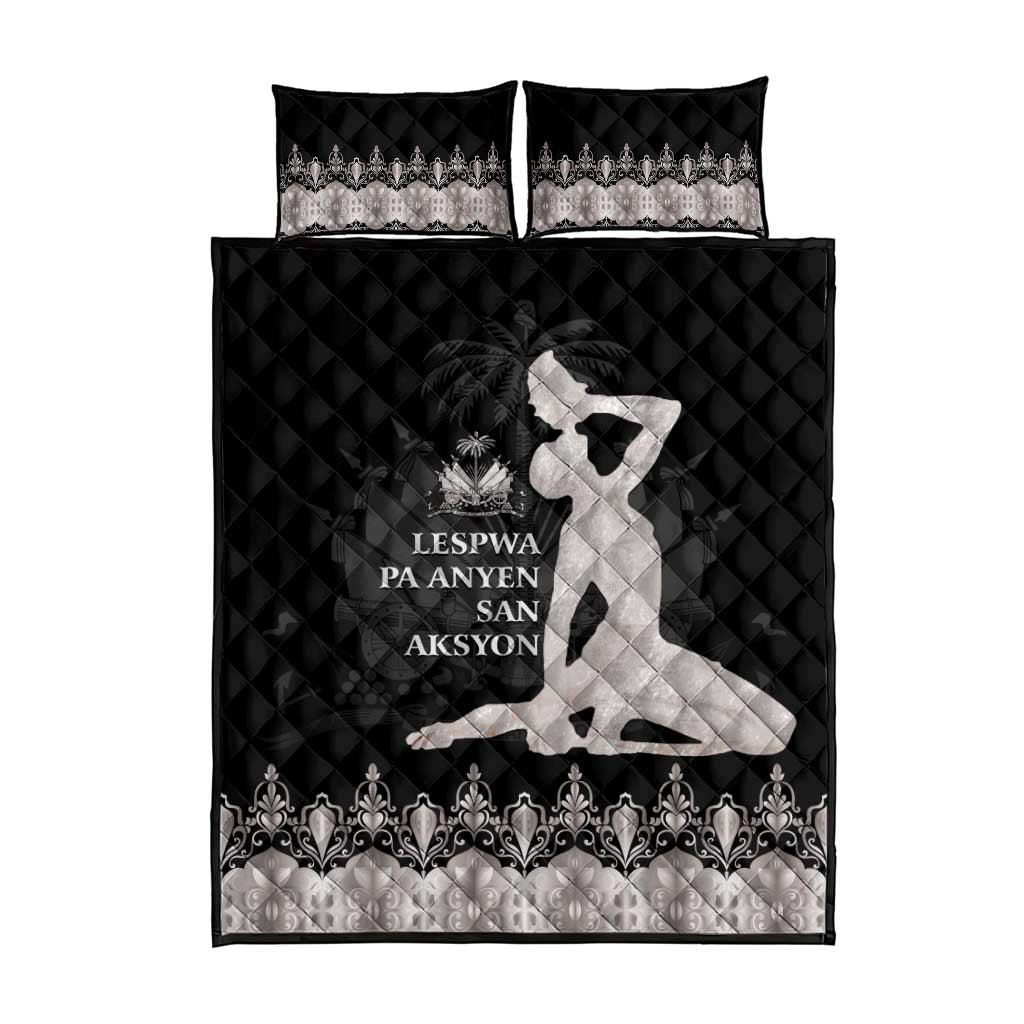 Haiti Neg Marron Quilt Bed Set Hope is Nothing Without Action - Silver LT01