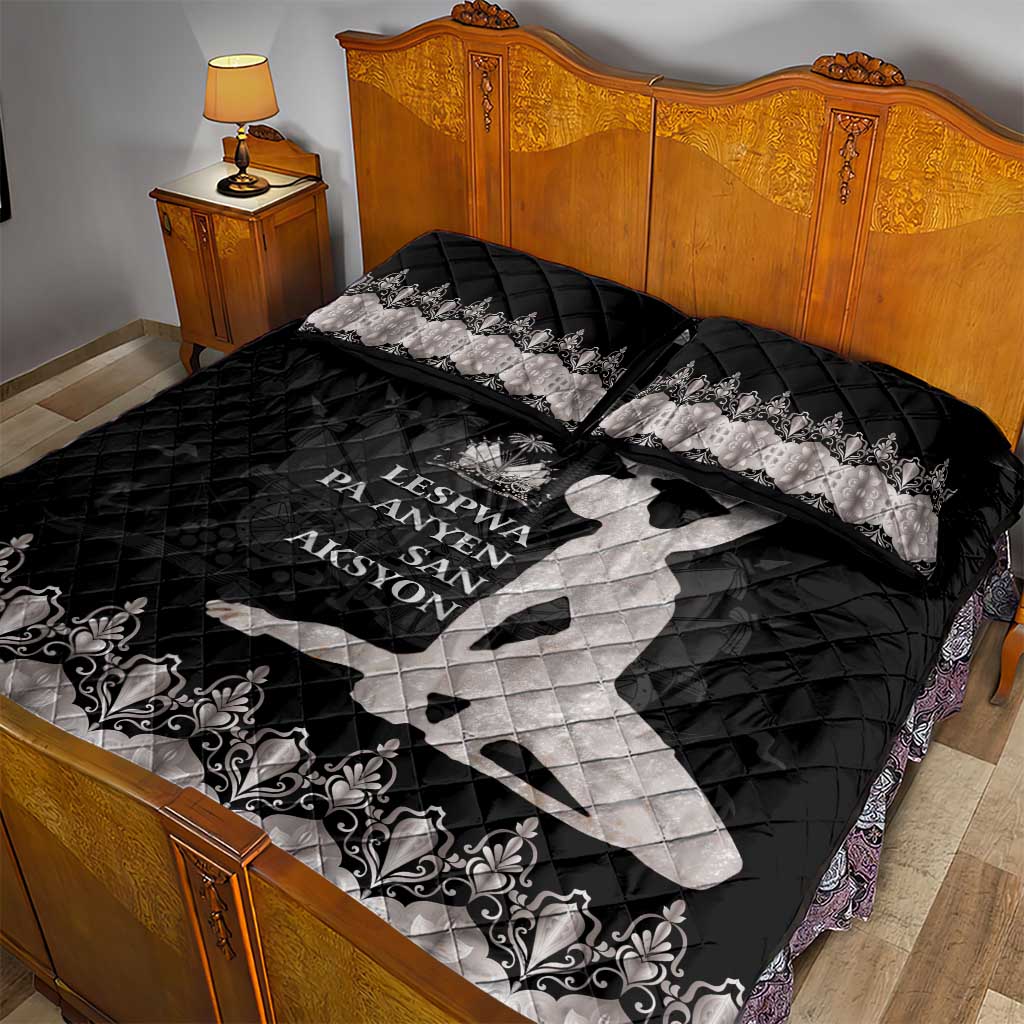 Haiti Neg Marron Quilt Bed Set Hope is Nothing Without Action - Silver LT01