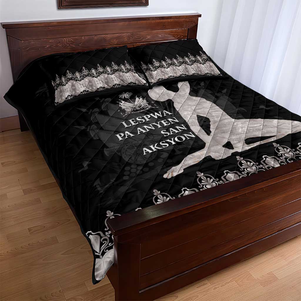Haiti Neg Marron Quilt Bed Set Hope is Nothing Without Action - Silver LT01