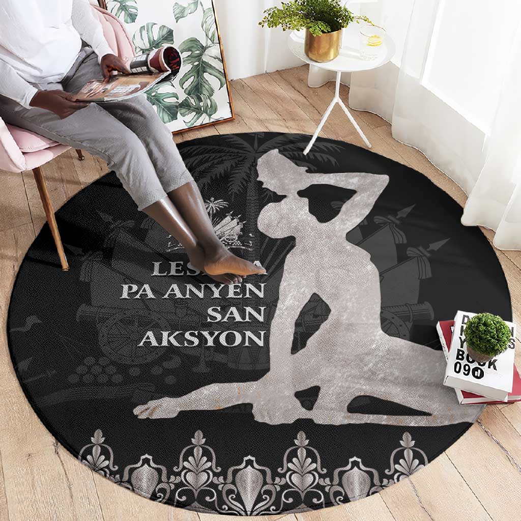 Haiti Neg Marron Round Carpet Hope is Nothing Without Action - Silver LT01