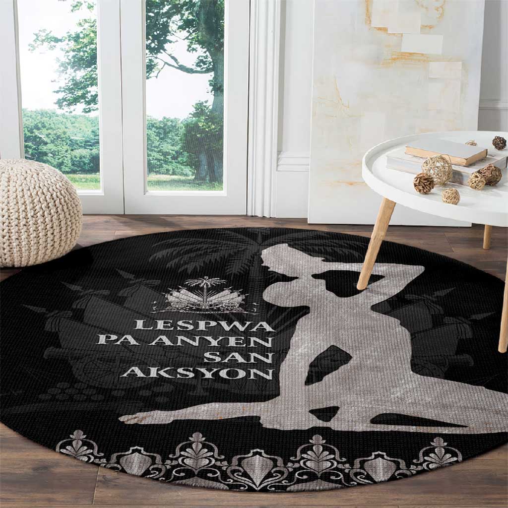 Haiti Neg Marron Round Carpet Hope is Nothing Without Action - Silver LT01