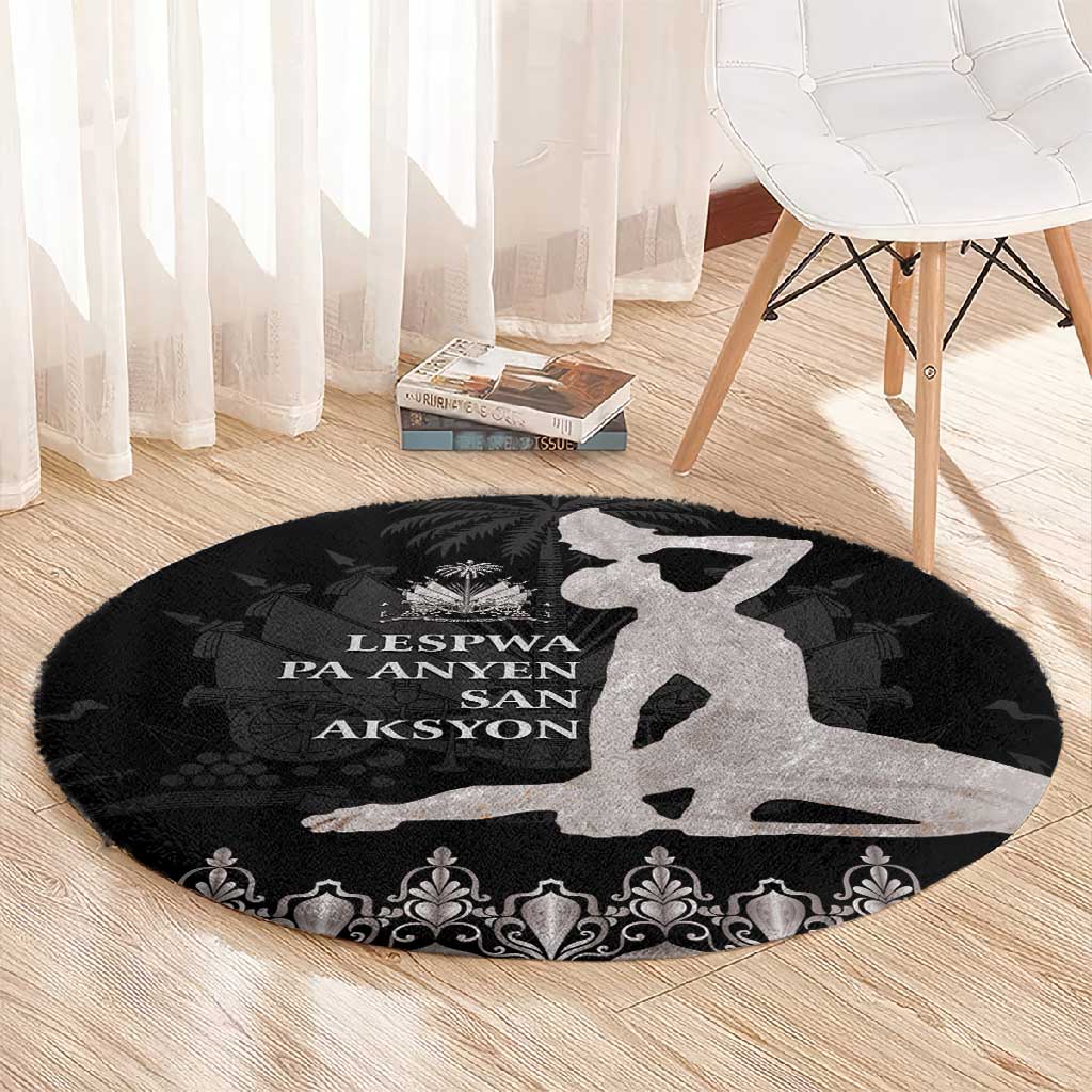 Haiti Neg Marron Round Carpet Hope is Nothing Without Action - Silver LT01