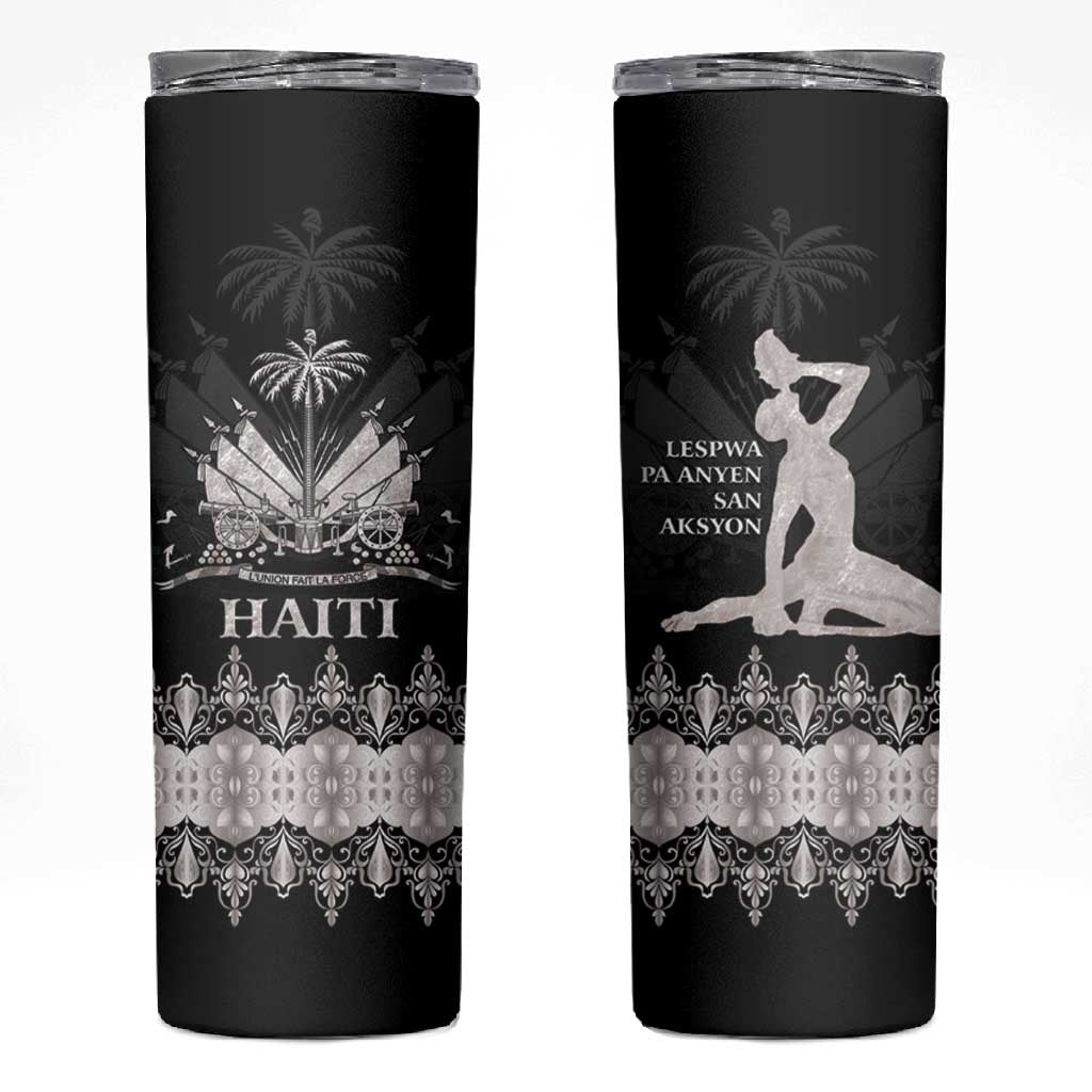 Haiti Neg Marron Skinny Tumbler Hope is Nothing Without Action - Silver LT01