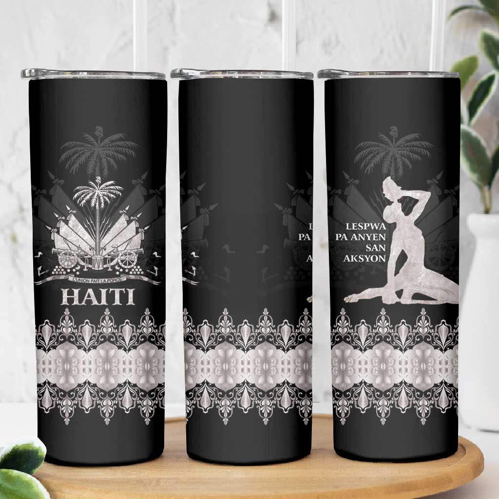 Haiti Neg Marron Skinny Tumbler Hope is Nothing Without Action - Silver LT01
