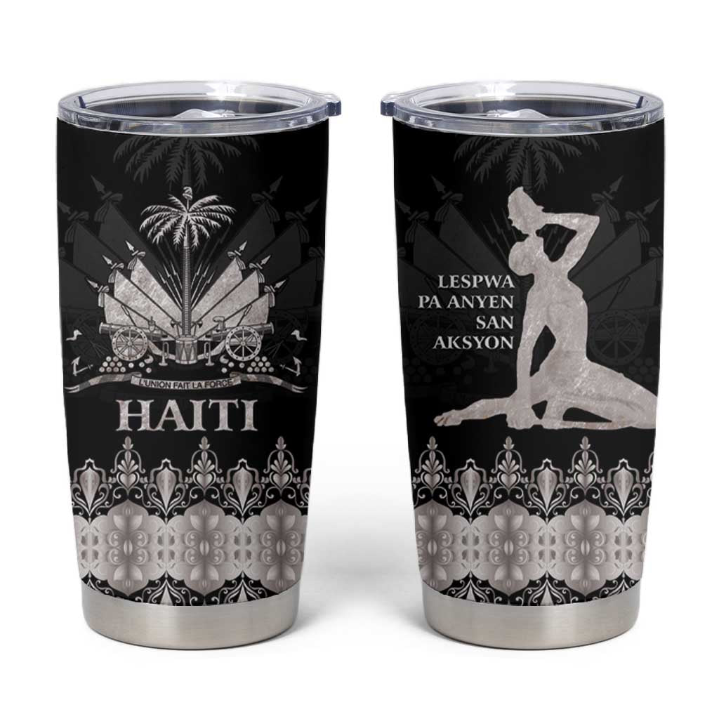 Haiti Neg Marron Tumbler Cup Hope is Nothing Without Action - Silver LT01