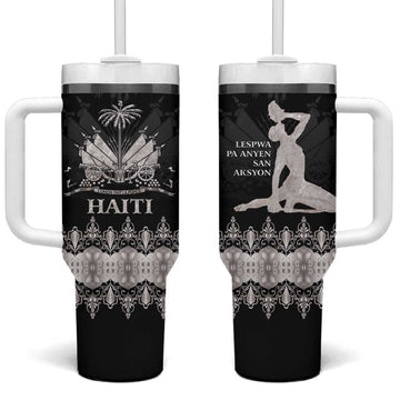 Haiti Neg Marron Tumbler With Handle Hope is Nothing Without Action - Silver LT01