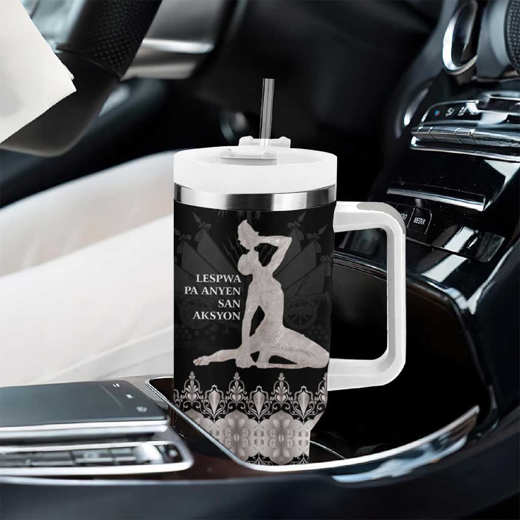 Haiti Neg Marron Tumbler With Handle Hope is Nothing Without Action - Silver LT01