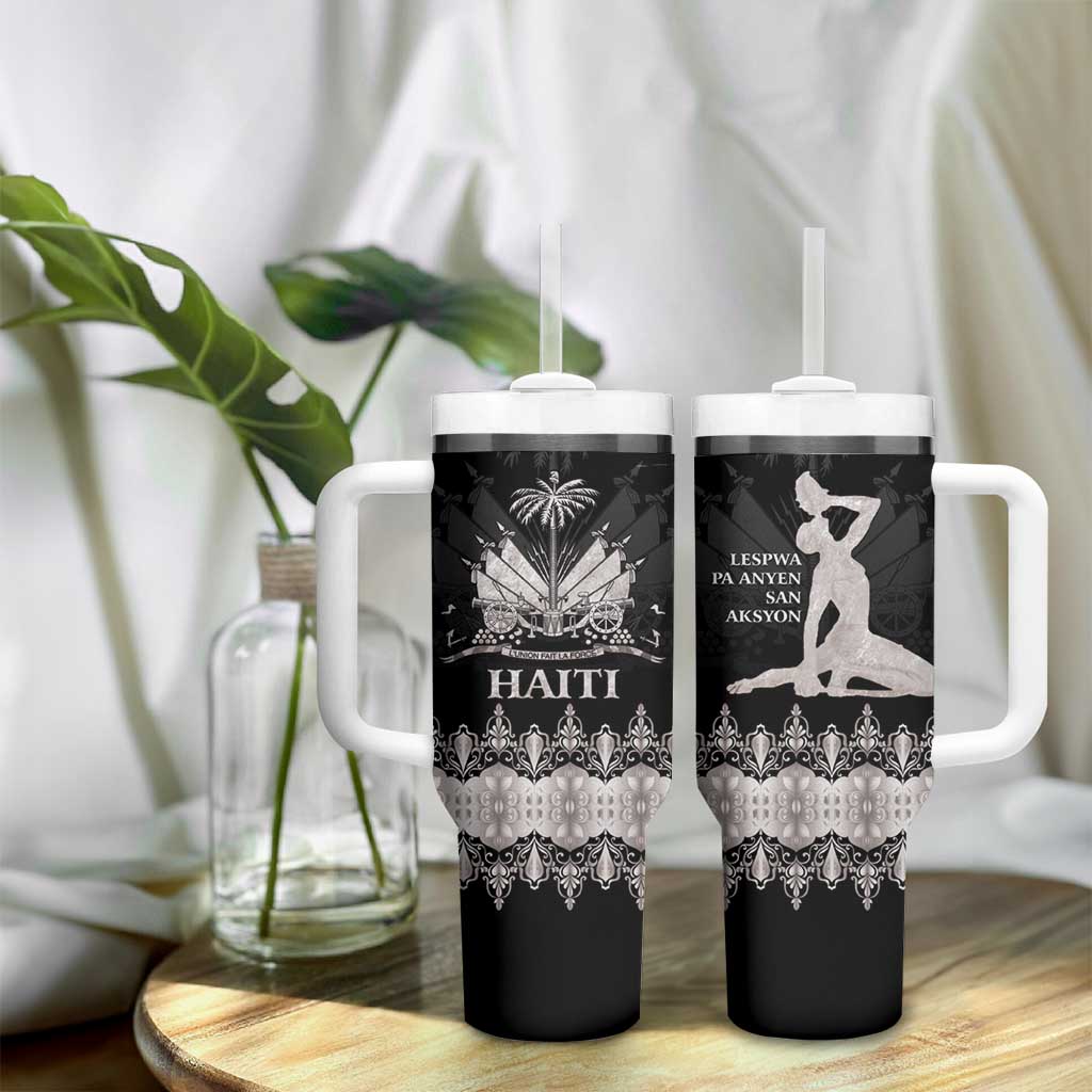 Haiti Neg Marron Tumbler With Handle Hope is Nothing Without Action - Silver LT01