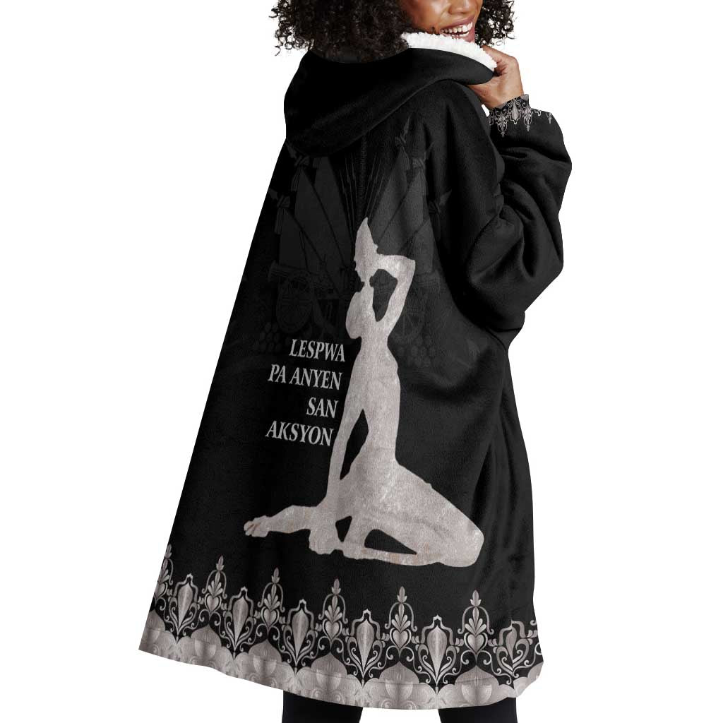 Haiti Neg Marron Wearable Blanket Hoodie Hope is Nothing Without Action - Silver LT01