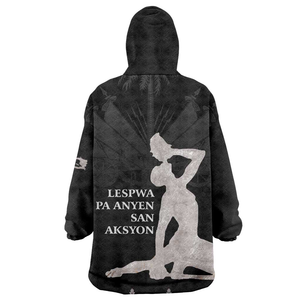Haiti Neg Marron Wearable Blanket Hoodie Hope is Nothing Without Action - Silver LT01
