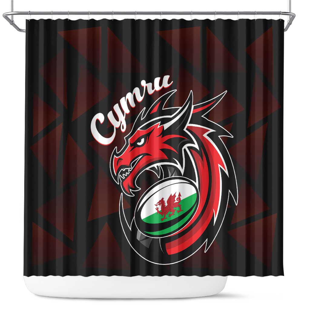 Wales Rugby Shower Curtain Cymru Y Ddraig Goch LT01
