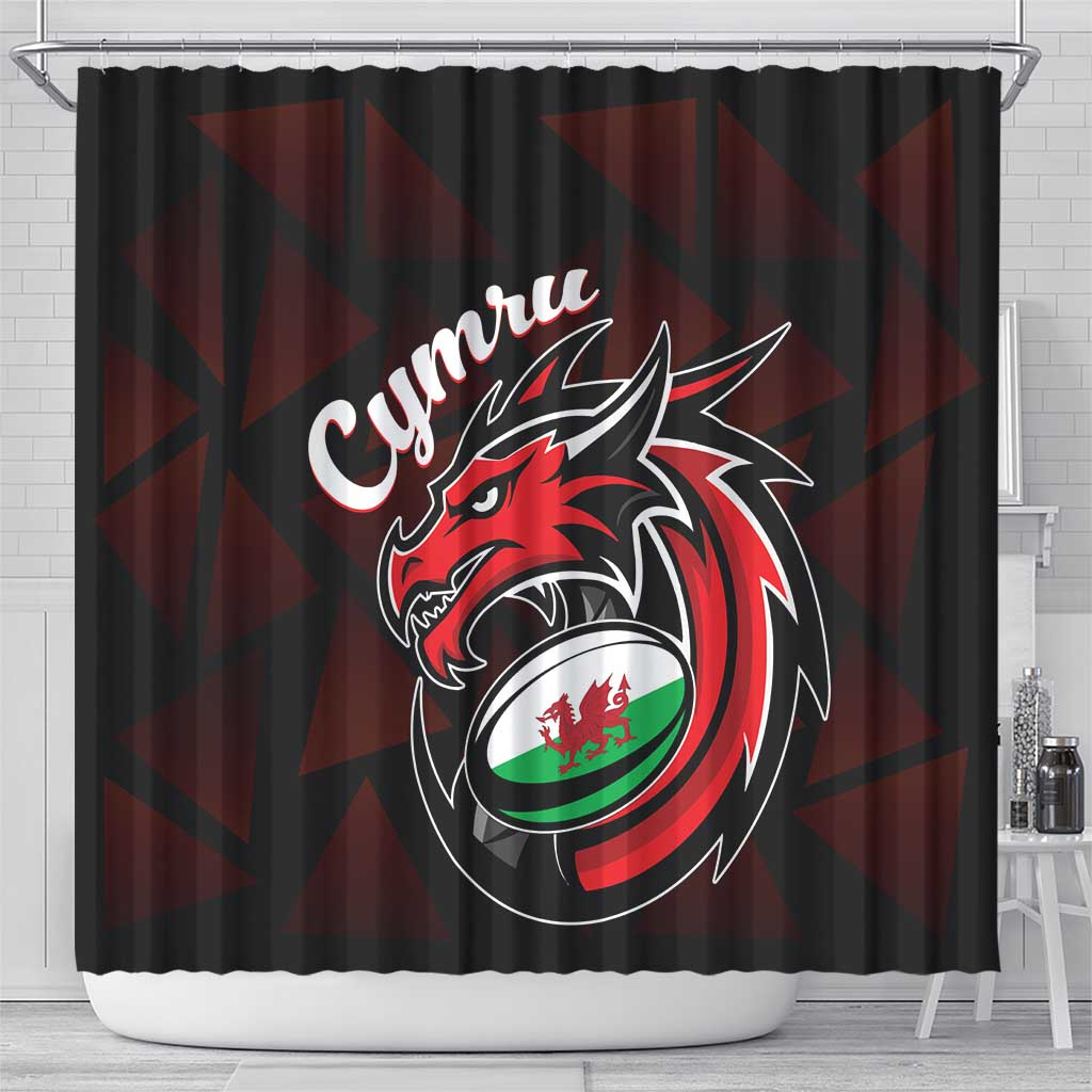 Wales Rugby Shower Curtain Cymru Y Ddraig Goch LT01