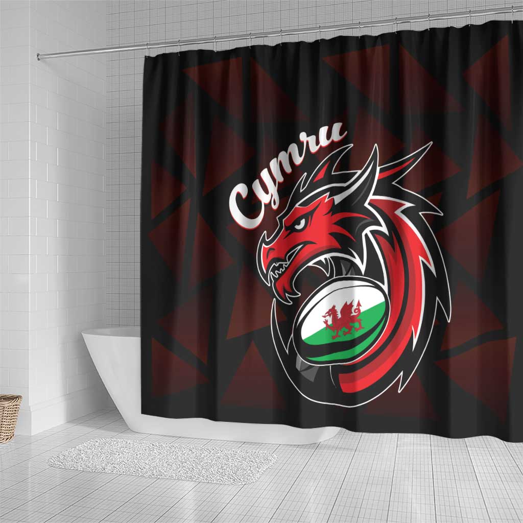 Wales Rugby Shower Curtain Cymru Y Ddraig Goch LT01
