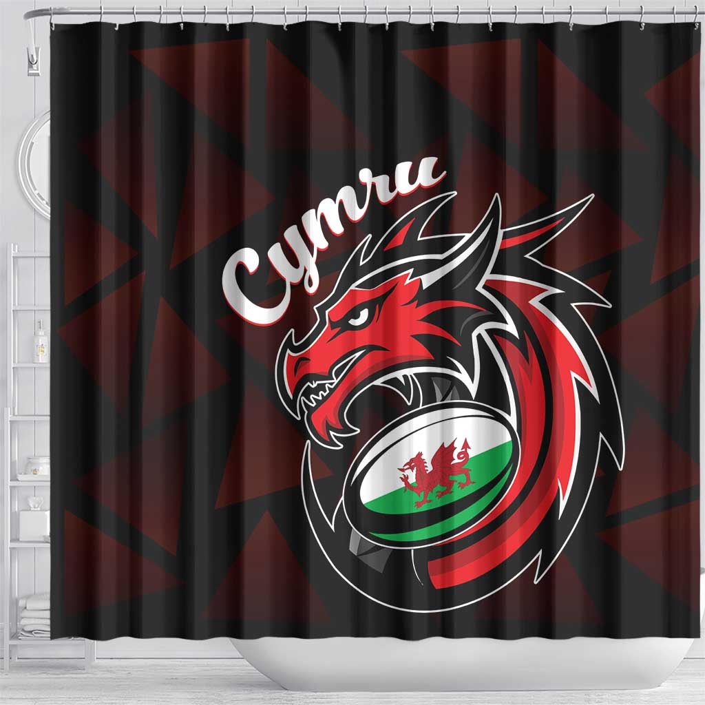 Wales Rugby Shower Curtain Cymru Y Ddraig Goch LT01