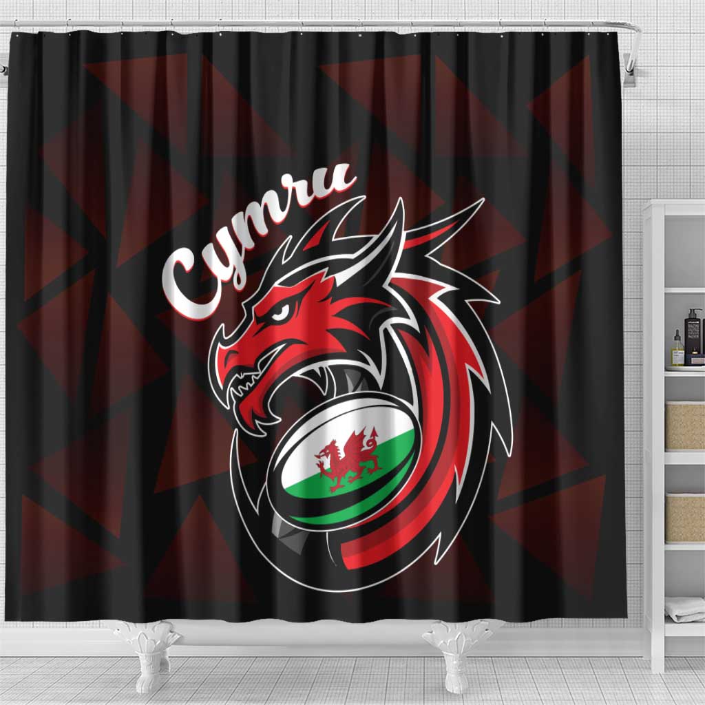 Wales Rugby Shower Curtain Cymru Y Ddraig Goch LT01