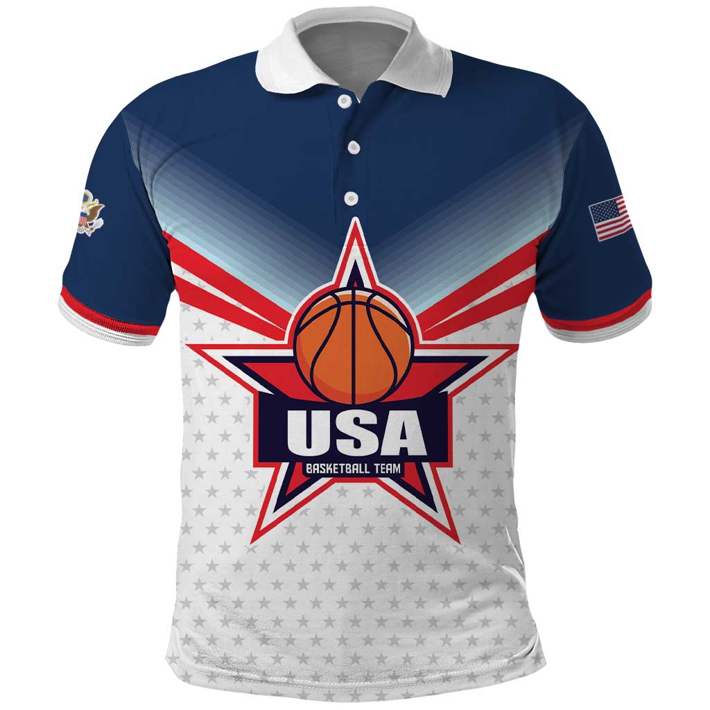 Custom USA Basketball Team Polo Shirt Shine Like Stars LT01