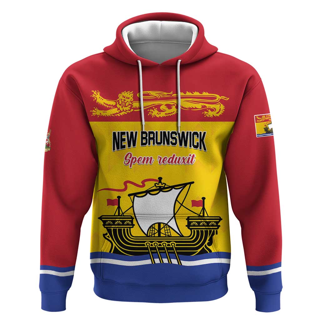 Personalized Canada New Brunswick Province Hoodie Golden Lion Lymphad LT01
