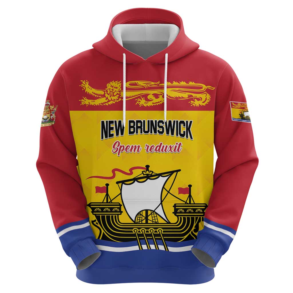 Personalized Canada New Brunswick Province Hoodie Golden Lion Lymphad LT01