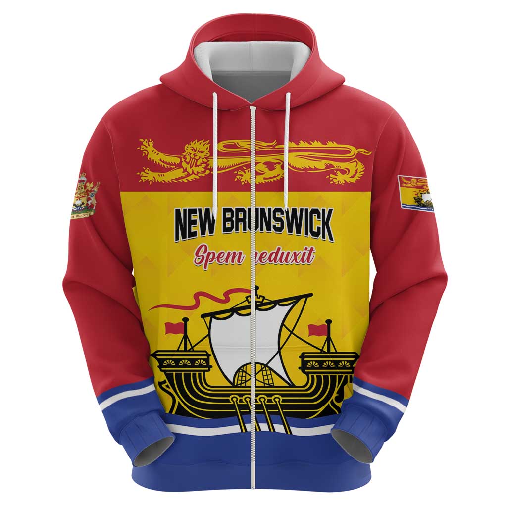 Personalized Canada New Brunswick Province Hoodie Golden Lion Lymphad LT01