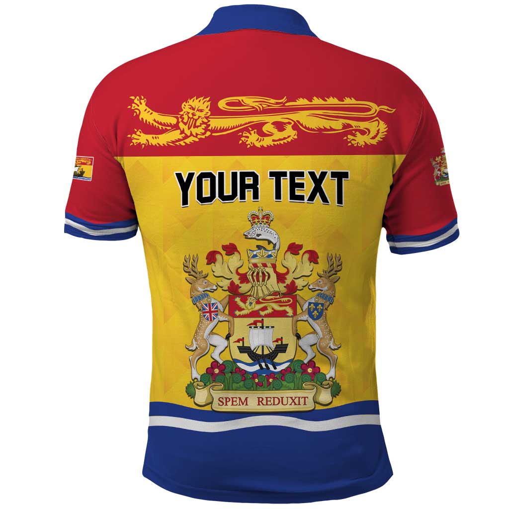 Personalized Canada New Brunswick Province Polo Shirt Golden Lion Lymphad LT01