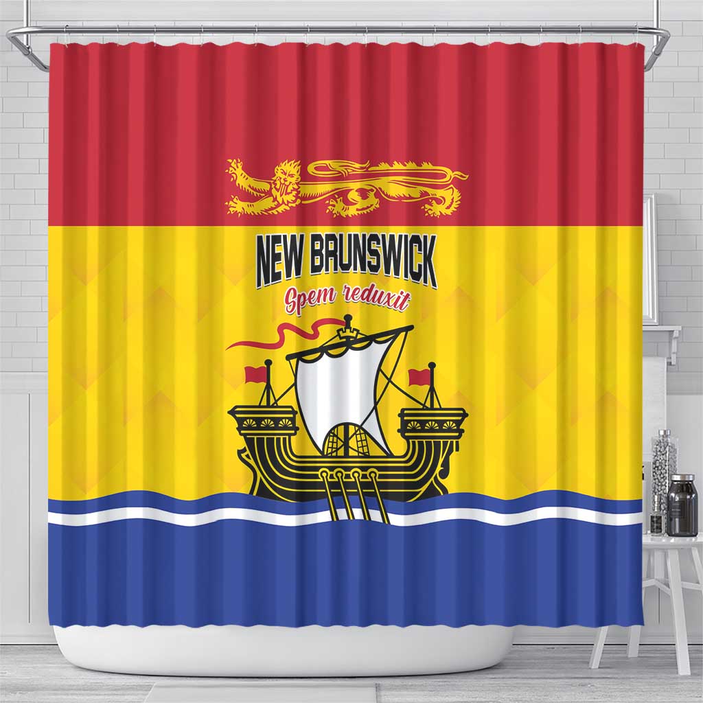 Canada New Brunswick Province Shower Curtain Golden Lion Lymphad LT01