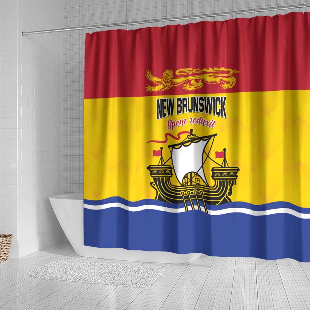 Canada New Brunswick Province Shower Curtain Golden Lion Lymphad LT01