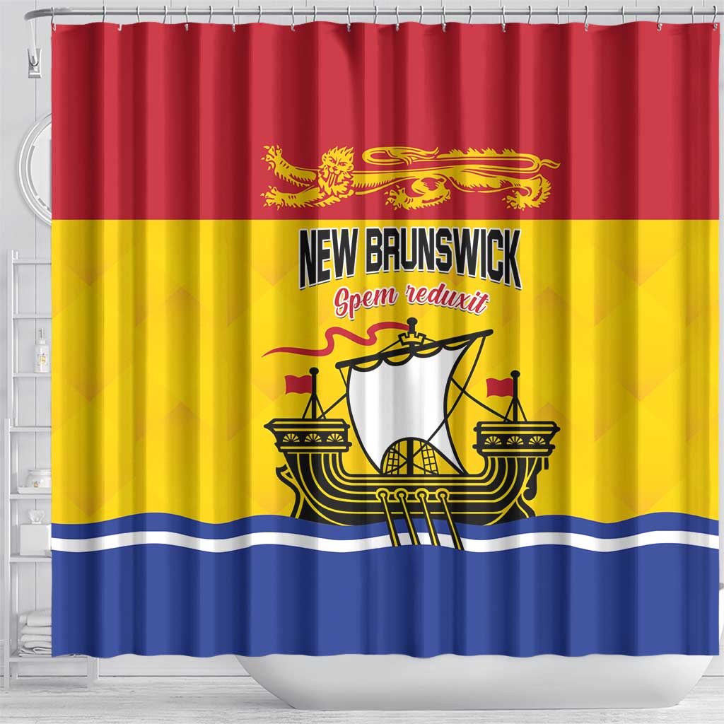 Canada New Brunswick Province Shower Curtain Golden Lion Lymphad LT01