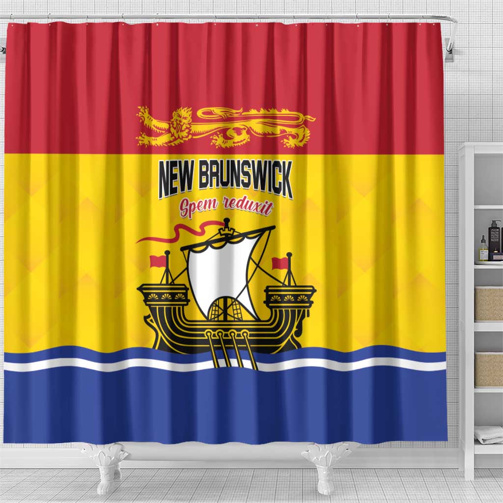 Canada New Brunswick Province Shower Curtain Golden Lion Lymphad LT01