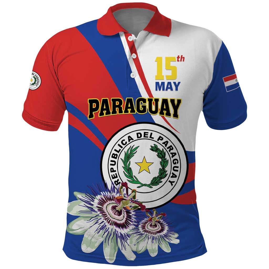 Personalized Paraguay Independence Day 2025 Polo Shirt Passiflora Paz y justicia LT01