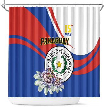 Paraguay Independence Day 2025 Shower Curtain Passiflora Paz y justicia LT01