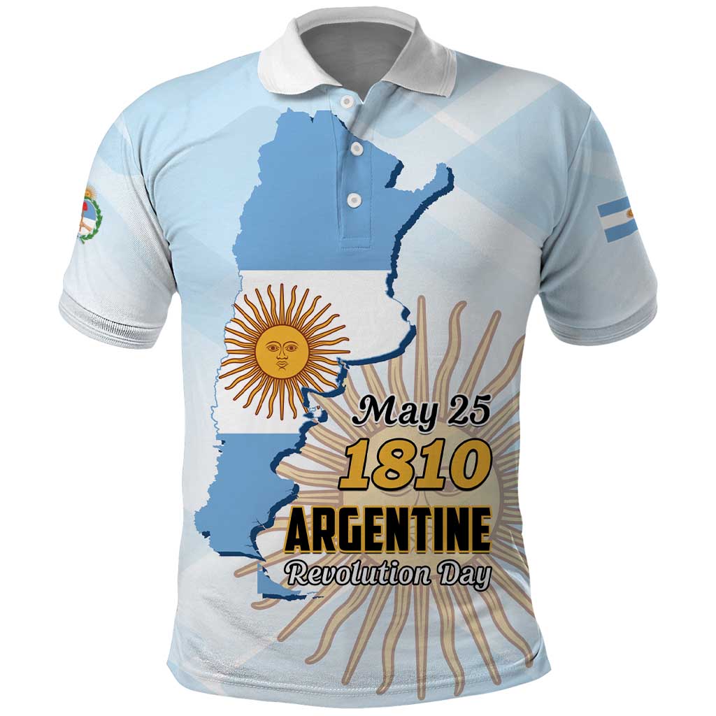 Personalized Argentine Revolution Day 1810 Polo Shirt Sol de Mayo LT01