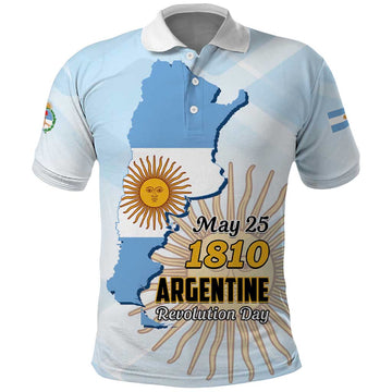 Personalized Argentine Revolution Day 1810 Polo Shirt Sol de Mayo LT01