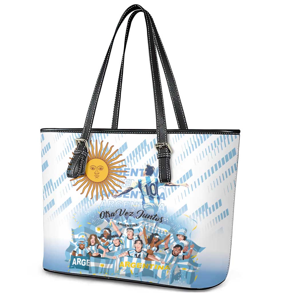 Argentina 2024 Football Champions Leather Tote Bag Vamos La Seleccion Otra Vez Juntos LT01