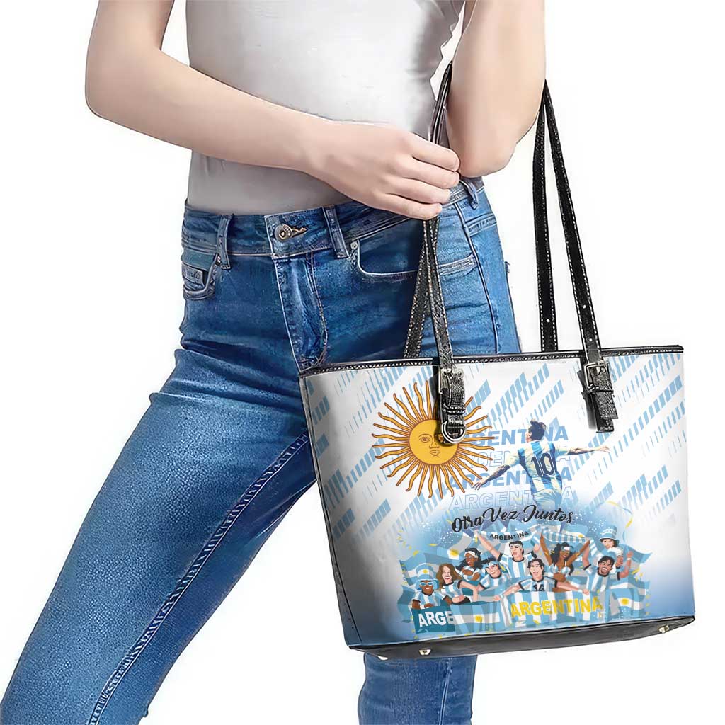 Argentina 2024 Football Champions Leather Tote Bag Vamos La Seleccion Otra Vez Juntos LT01