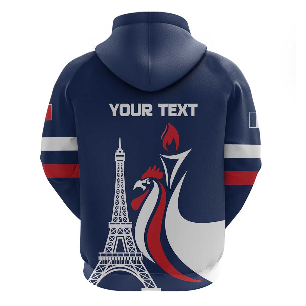 Personalized France 2024 Bonjour Hoodie Eiffel Tower Gallic Rooster LT01
