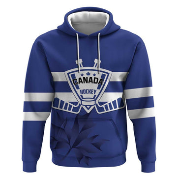 Custom Canada Hockey Team Hoodie Maple Leaf Blue Version LT01