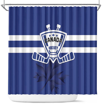 Canada Hockey Team Shower Curtain Maple Leaf Blue Version LT01