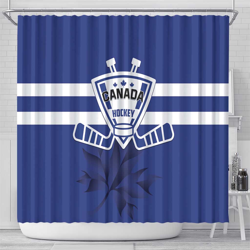 Canada Hockey Team Shower Curtain Maple Leaf Blue Version LT01