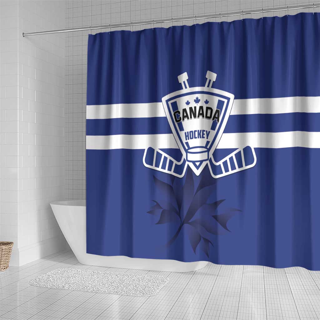 Canada Hockey Team Shower Curtain Maple Leaf Blue Version LT01